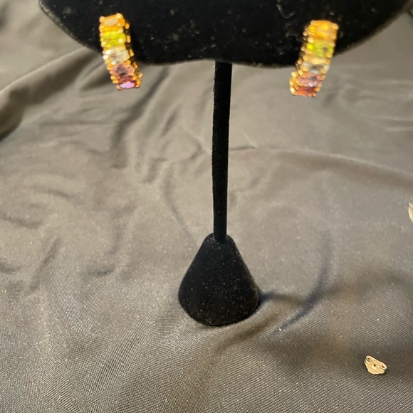 Gemstone earrings  topaz amethyst citrine garnet peridot gold over silver - Picture 5 of 5